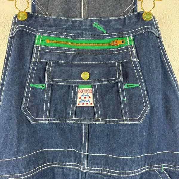 Liberty Denim Overalls — Women's Size 20‎ Tall Green Zip Accent Carpenter Style - Image 3
