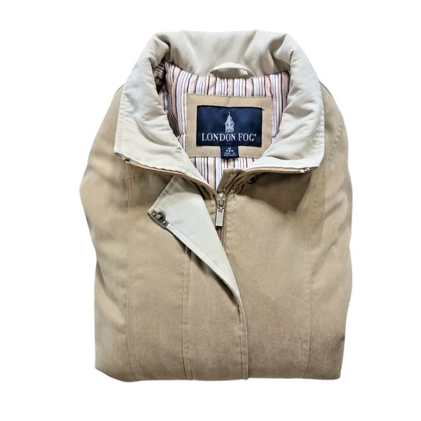 London Fog Vintage Women's Zip Front Jacket Coat Beige Tan Size M Flaw - Image 9