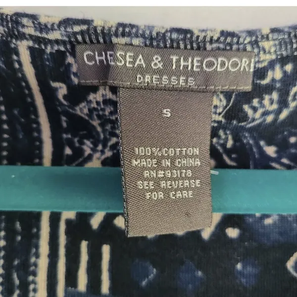 Chelsea and Theodore dress Small Blue White Fit Flare tie waist Cotton‎ - Image 10