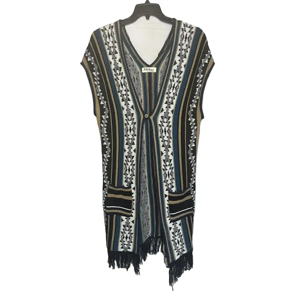 Sleeveless Kimono Overpiece Size Xs/S Fringed Aztec Western Festival Sweater - Image 2