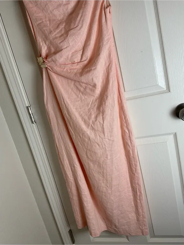 Zara Asymmetrical Linen Blend Draped Dress Woman’s Size S - Image 3