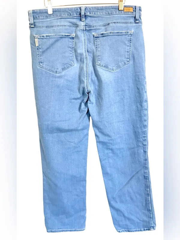 PAIGE Hoxton Slim Crop Jeans Women’s Sz 32 Light Wash High Rise Straight Ankle - Image 4