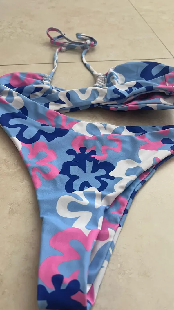 Colorful Bikini Set Blue Size M - Image 3