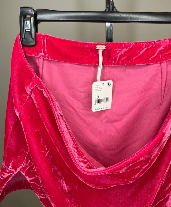 Free People Velvet Pink Mini Skirt - Image 4