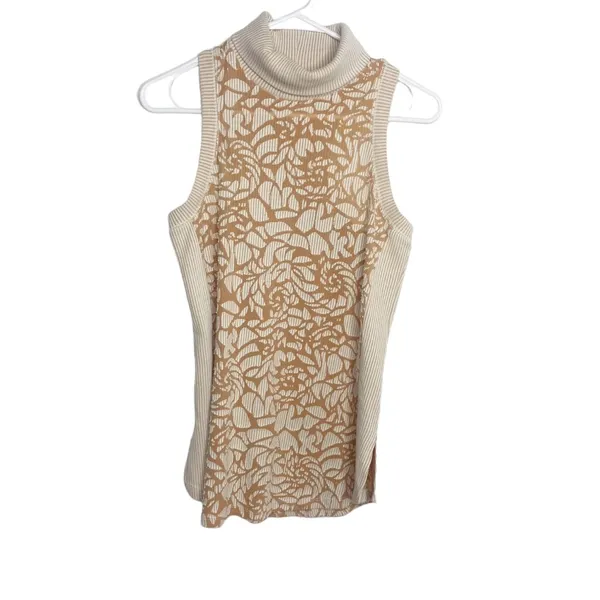 ANTHROPOLOGIE MEADOW RUE IVORY BLUSH SLEEVELESS TURTLENECK RIBBED TOP Sz S m - Image 8