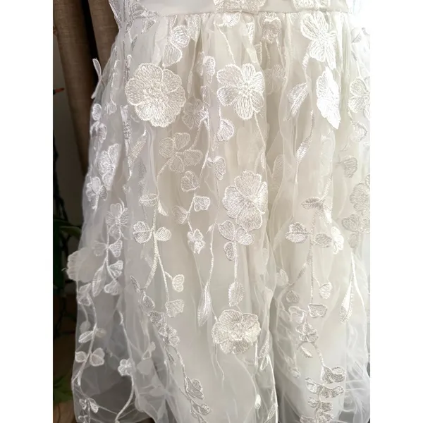 Lulus Classic Romance White 3D Floral Applique Tie-Strap Mini Dress - Image 9