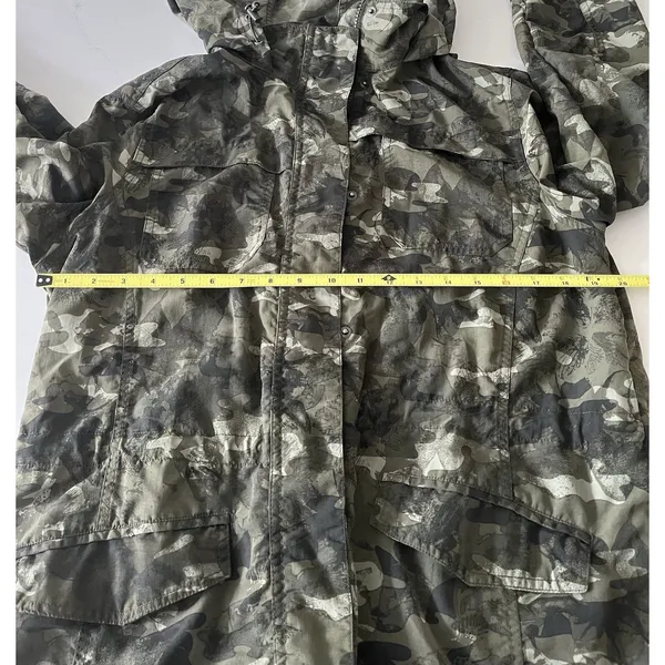 Eddie Bauer Women’s L Hooded Adventurer Hiking Parka Jacket Camouflage Vented - Image 6