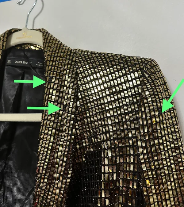 metallic gold blazer sequin wrap tuxedo dress - Image 5