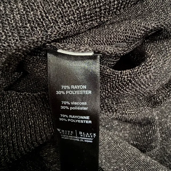 White House Black Market Grey Metallic Knit Surplice Wrap Sleeveless Top M - Image 4