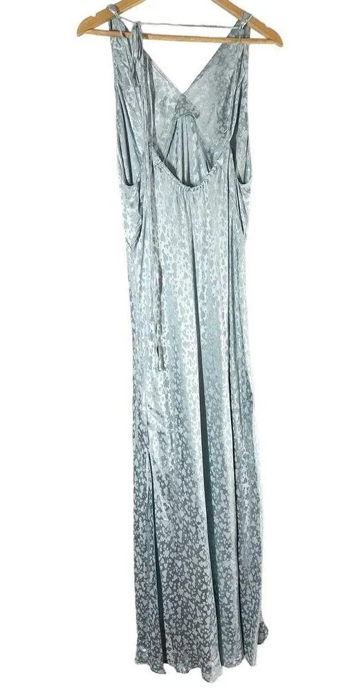 Topshop Heart Jacquard Satin Slip Maxi Dress Blue Size 14 - Image 2