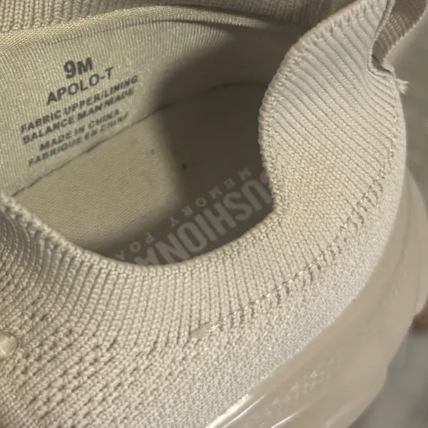 Cushionare Apolo Lace Up Knit Sneaker Taupe Beige Memory Foam Athletic Shoe 9M - Image 4
