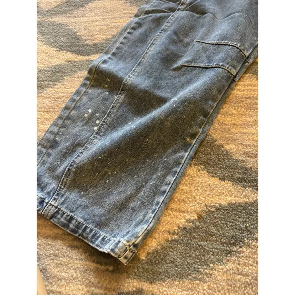 Midiross Jeans Light Wash Paint Splatter Distressed Barrel Leg Size L - Image 4