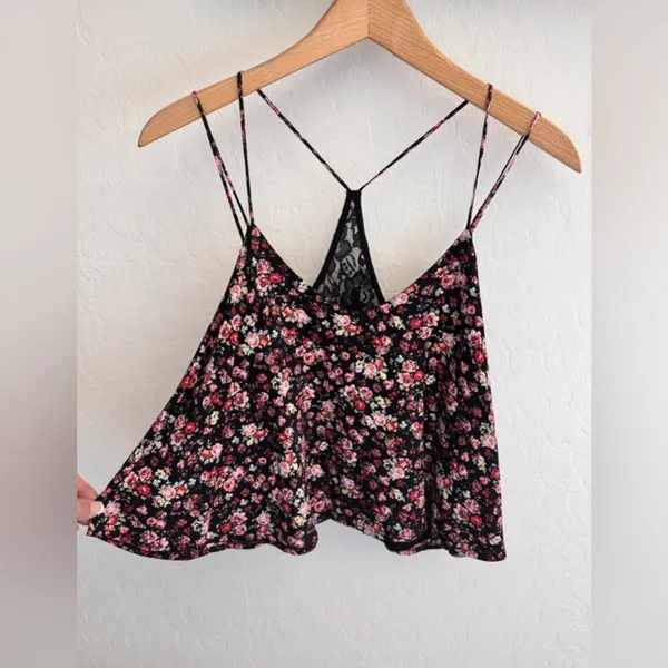 Forever 21 Floral Lace‎ Back Cami Tank Top Size Small - Image 3