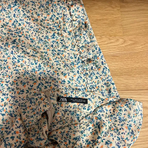Zara Floral Cream and Green Women's Skirt - Image 6