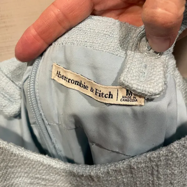 Cute Abercrombie & Fitch baby blue textured tapestry dress preppy festival - Image 3