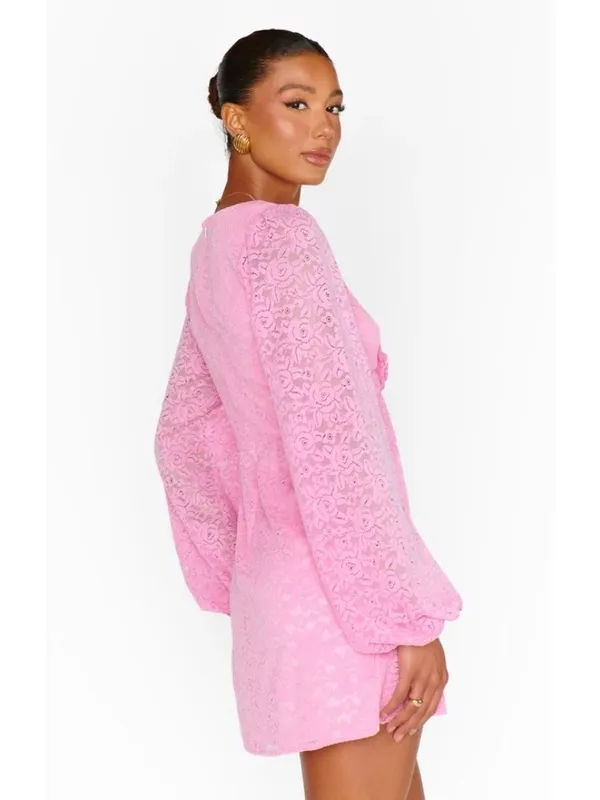 SHOW ME YOUR MUMU Rosetta Pink Lace Dress Size L NEW NWT - Image 2