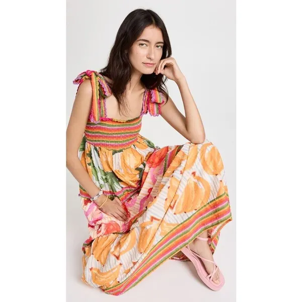 Anthropologie Farm Rio Printed Tiered Maxi Dress Size XL - Image 3