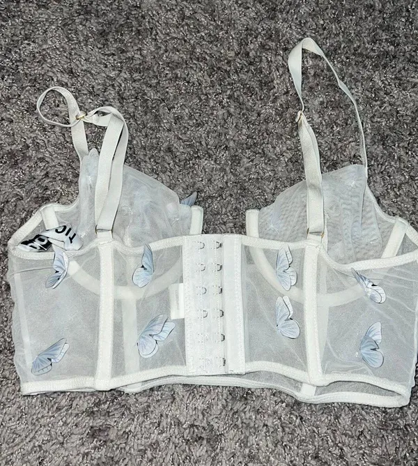 Boutique White Butterfly Corset Top - Image 3