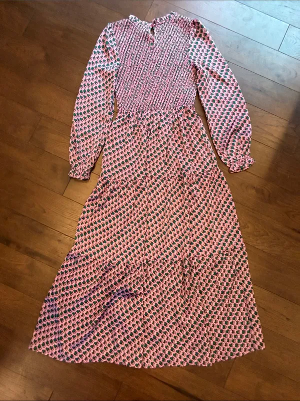MelloDay Pink and Green Patterned Long Sleeve Dress Size Small - C11-647 - Image 9