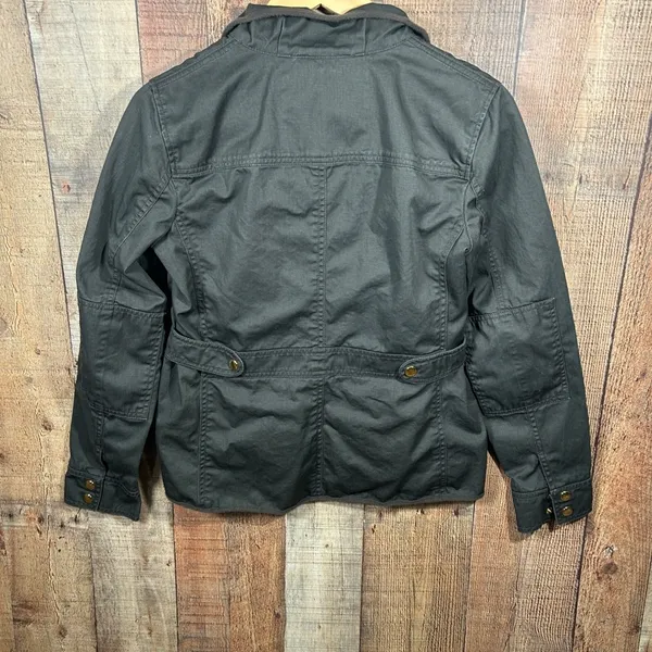 J.Crew Factory Relaxed Boyfriend Field Jacket Small Olive Green Cotton Utility - Image 5