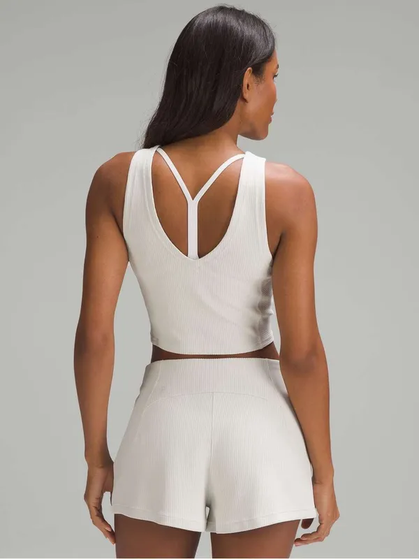 LULULEMON Ribbed Softstreme Cropped Tank Top in Bone Sz. 12 - Image 5