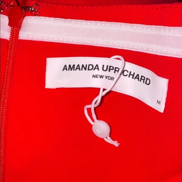 New Women's Amanda Uprichard Puzzle Strapless Midi Dress Lipstick Red Sz M - Image 6