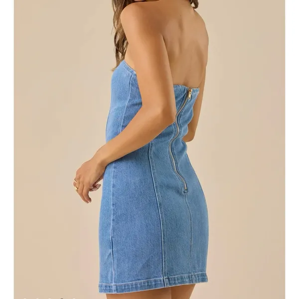 NEW Altar’d State Denim Strapless Mini Dress Size XXL NWT - Image 4