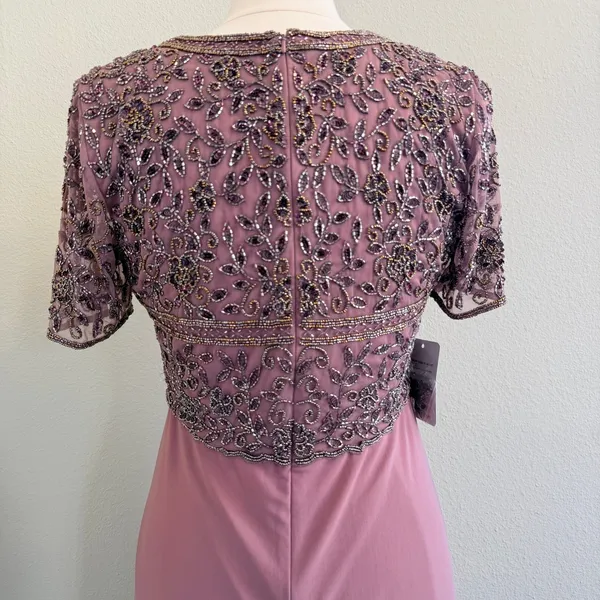 Pisarro Nights Gown Maxi Dress Mauve Pink Womens 8 Beaded Mother of Bride‎ Gala - Image 5