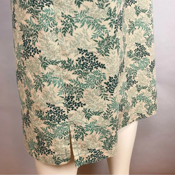 Handmade Shift Dress Leafy Pattern Print Sleeveless‎ Green Nature Midi Pockets - Image 9