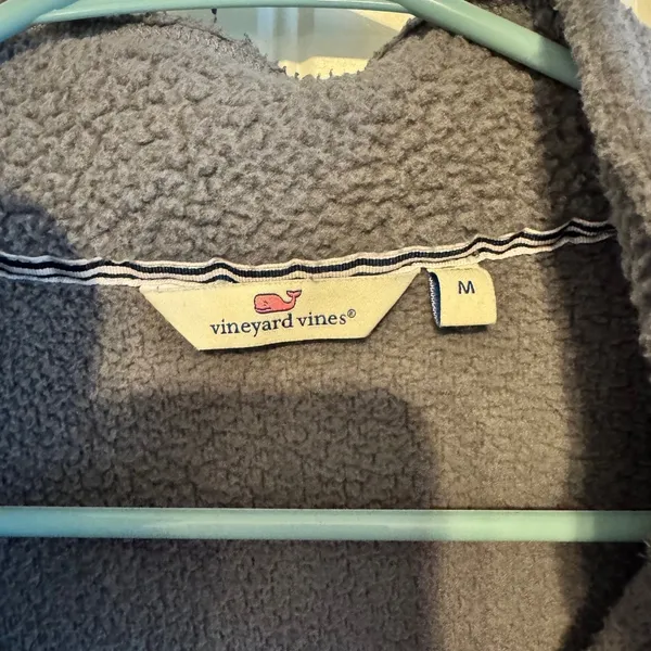 Vineyard Vines Gray Sherpa Fleece Quarter Zip‎ Pullover Jacket Womens Medium - Image 3