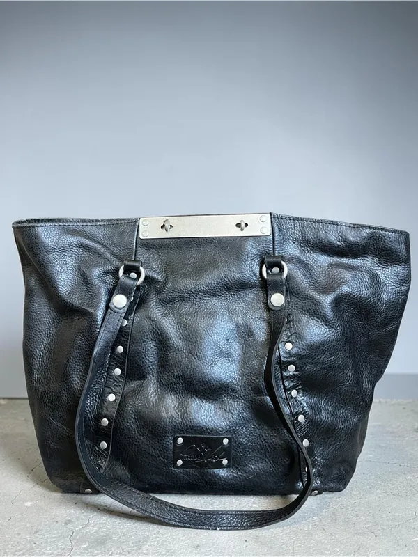 Patricia Nash Benvenuto Large Black Leather Stud-Accent Tote Bag - Image 3