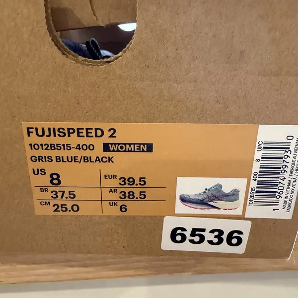 Asics‎ Fujispeed 2 Trail Running Shoe Gris Blue Pink 1012B515-400 Women's 8 New - Image 9