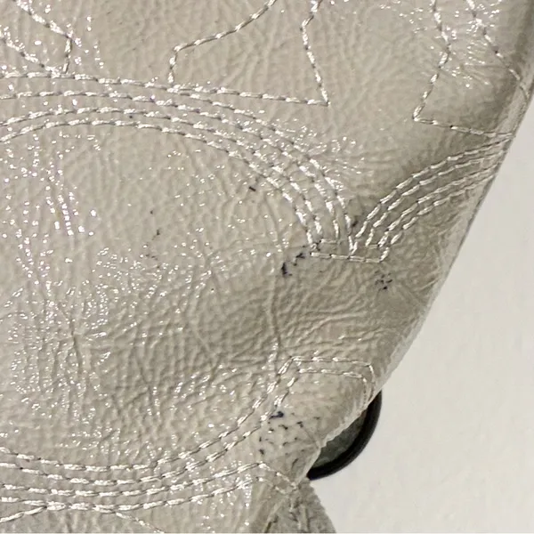 COACH E1120-F15142 Patent Leather Stitched C‎ Tote Shoulder Bag Grey - Image 4