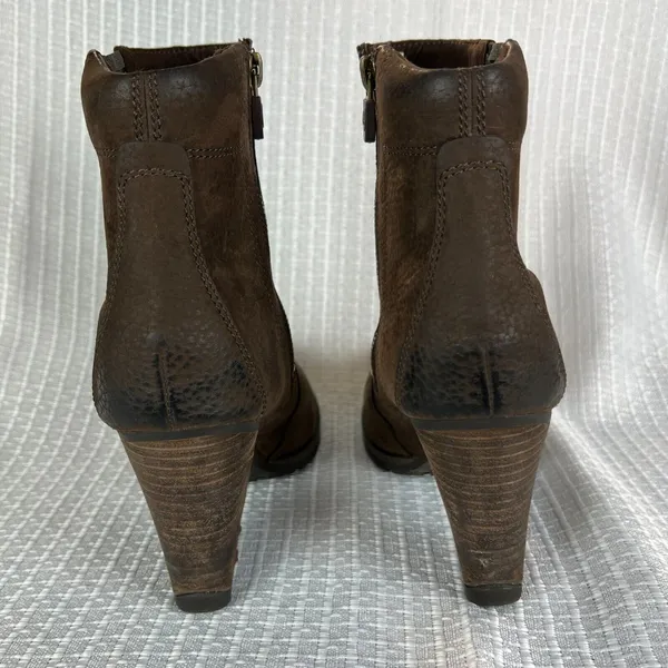 Timberland Boots Womens 8.5 Brown Leather Waterproof Block Heels‎ Zip Up Ankle - Image 4