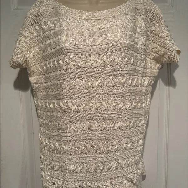 Ralph‎ Lauren Inspired Cable Knit Sweater Top Cream Coastal Grandma Quiet Luxury - Image 4