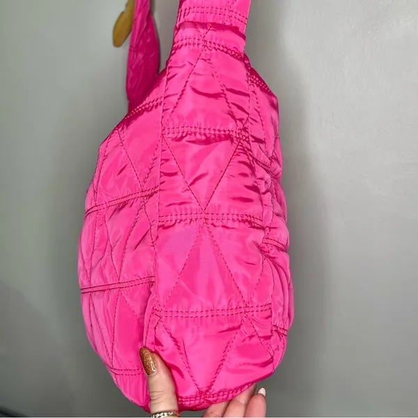 Pink Quilted Puffer Shoulder Bag Lightweight Hobo Bag Handbag New - Image 6