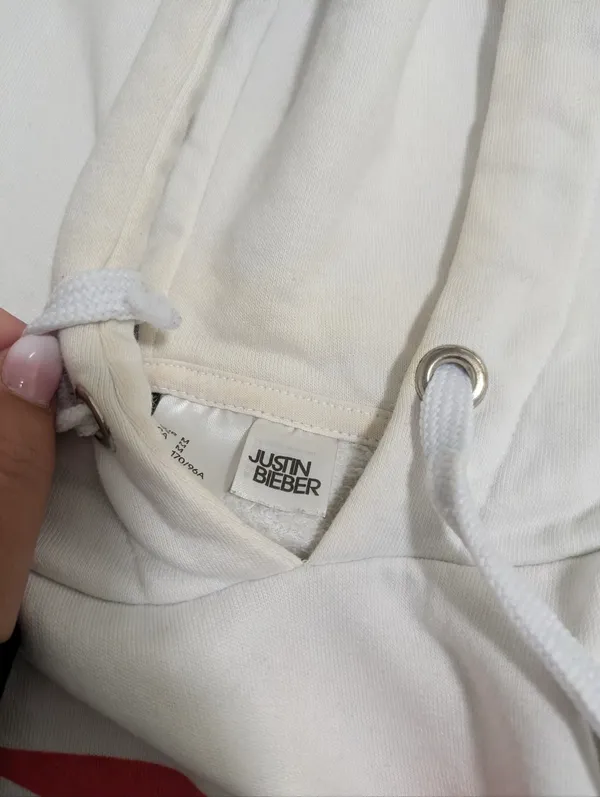 Divided By H&M Justin Bieber Team Bieber White Cropped Hoodie Size Medium - Image 6