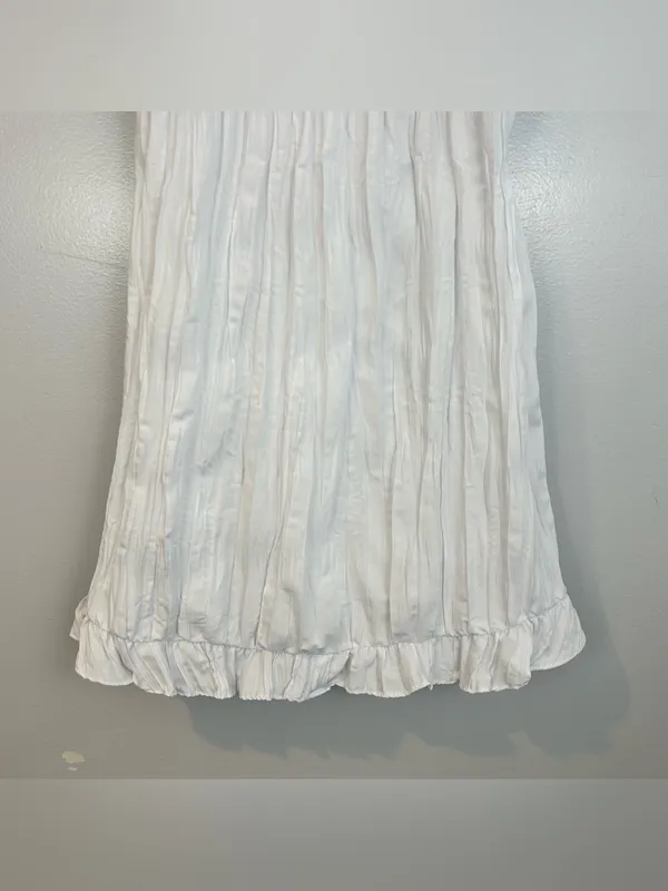 Kimchi Blue White Pleated Short Sleeve Bow Back Babydall Mini Dress Size XS - Image 10