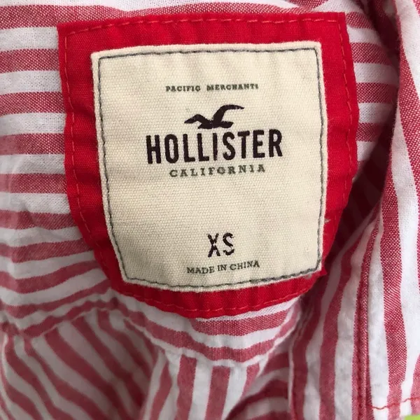 2000s Y2K Hollister Preppy Bloquette Academia Striped Logo Button Up Down Shirt Top Blouse Long Sleeve Pink White Schoolgirl Teacher College Professor University Measurement in pics - Image 6