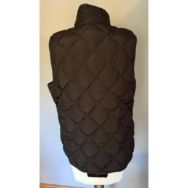 Woolrich Duck Down Puffer Vest Women Sz LG Black Quilted Mock‎ Neck Pockets Zip - Image 2
