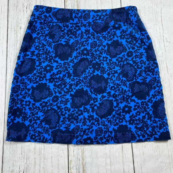 Boden Sara Linen Button Front Blue Floral Skirt - Image 3