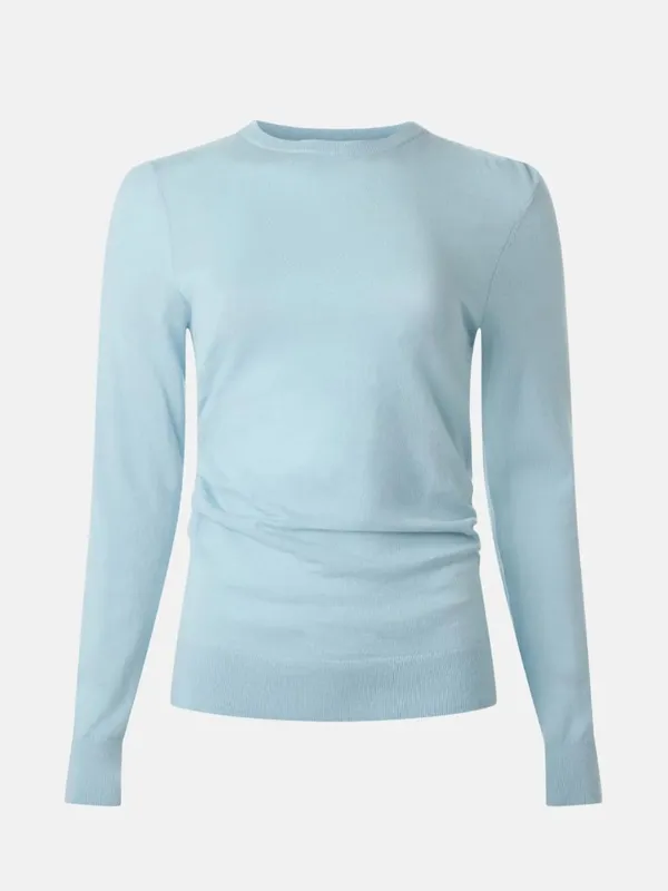 🌟 Lk Bennett 🌟 Dora Crew Neck Merino Wool Cotton Blend Sweater Blue Xs - Image 3