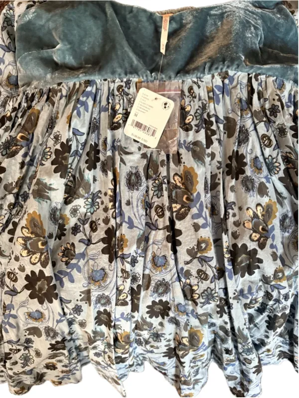 Free People Marsha Mini Velvet Retro Dress Empire Waist Size M Teal NWT - Image 8