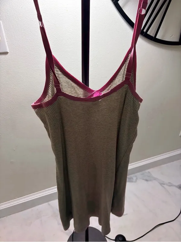 PINK Victoria's Secret Grey Striped Cami with Pink Trim - Image 6