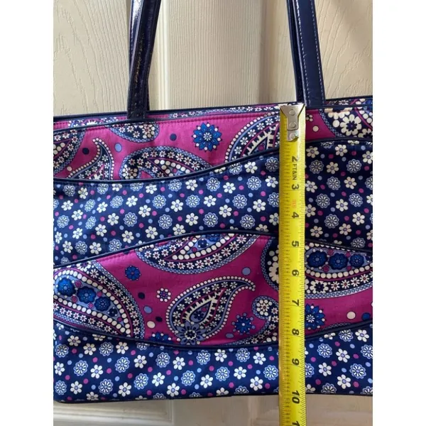 Vera Bradley Blue Pink Quilted Fabric Tote Bag - Image 4
