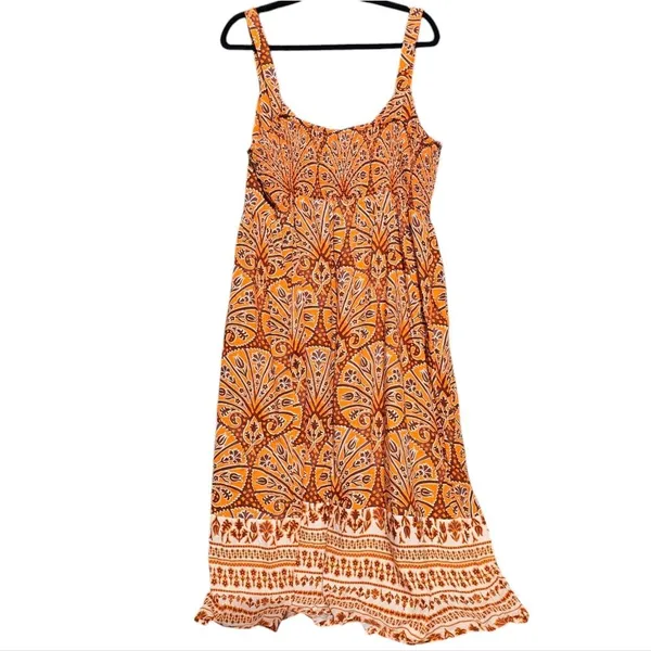 Knox Rose NWOT‎ Dress Wide Strap Orange Coral Floral Boho Midi Dress XXL - Image 6