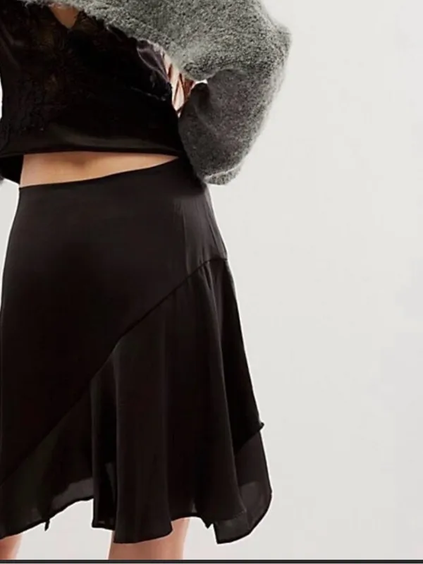 Free people Black Asymmetric Flounce Skirt size 4 - Image 2