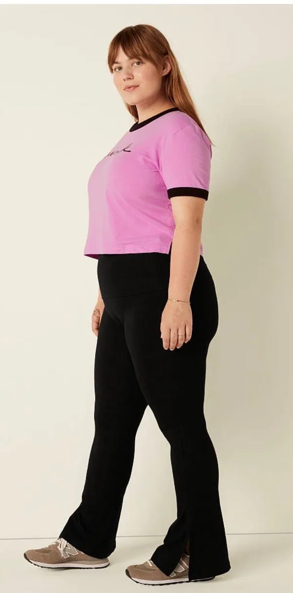 PINK Victoria’s Secret Black Foldover Flare Yoga Pants - Image 2