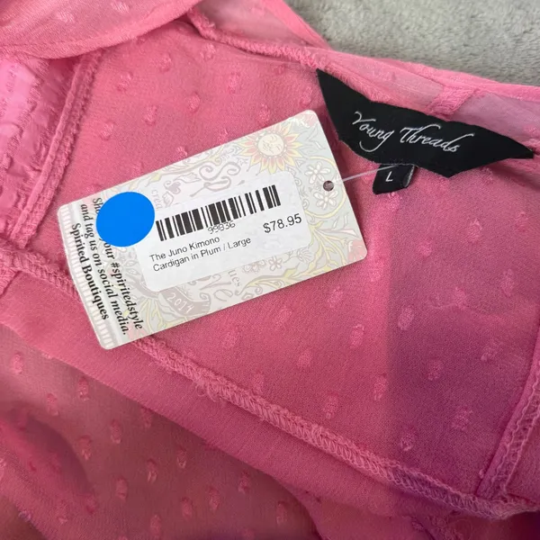 Young Threads Pink Patchwork Open Front Cardigan Size L Festival Embroidered NEW - Image 12