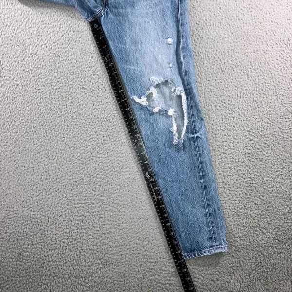 Levi's 501 Original Fit Jeans Women 28x28 Blue Distressed Button Fly Fit 28x27 - Image 14